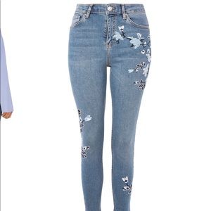 Topshop Moto Jamie high-rise embroidered jeans